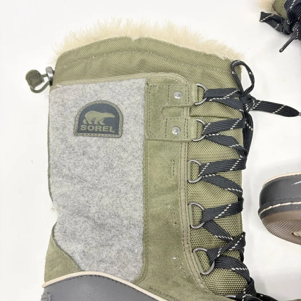 Sorel women's Tivoli high snow boots 7 green grey